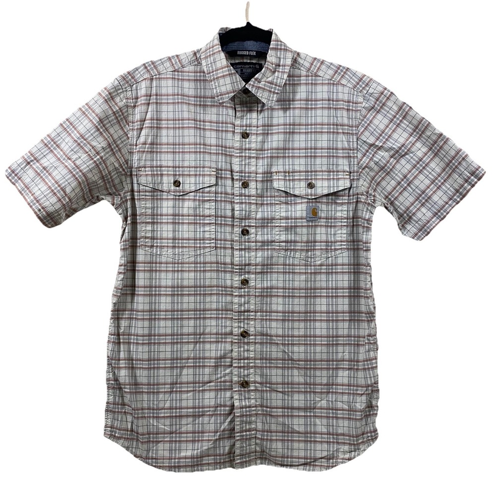 Carhartt Plaid Button Up Shirt Mens Size M Relaxed Rugged Flex‎